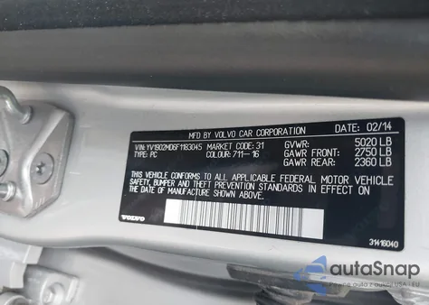 2015 Volvo S80 T6 Platinum from USA, damaged, VIN YV1902MD6F1183045